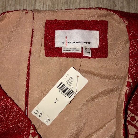 NEW RARE Anthropologie Red mini lace dress - Picture 7 of 7